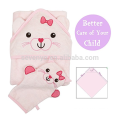 Pink Kitten Design Luxo 100% Bambu Com Capuz Toalha de Bebê e Luva Toalhinha, Extra Suave e Altamente Absorvente, Embalagem De Luxo